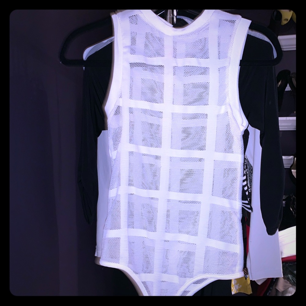 White mesh body suit